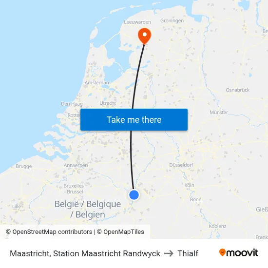 Maastricht, Station Maastricht Randwyck to Thialf map
