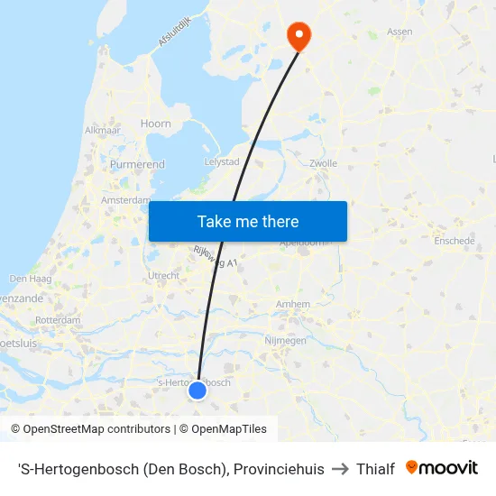 'S-Hertogenbosch (Den Bosch), Provinciehuis to Thialf map