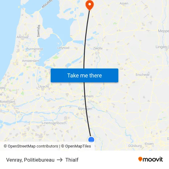 Venray, Politiebureau to Thialf map