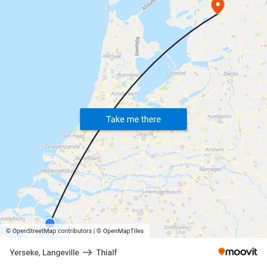 Yerseke, Langeville to Thialf map