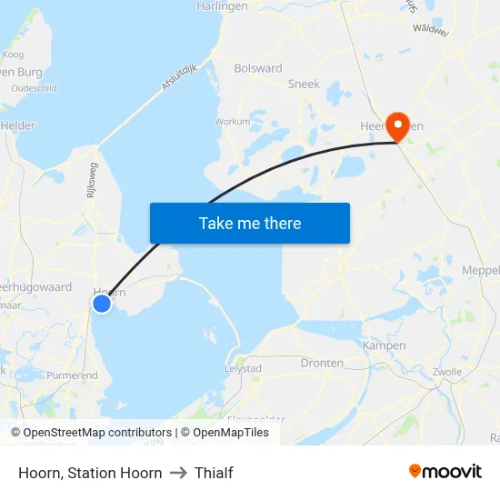 Hoorn, Station Hoorn to Thialf map