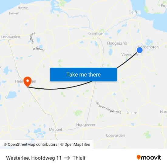 Westerlee, Hoofdweg 11 to Thialf map