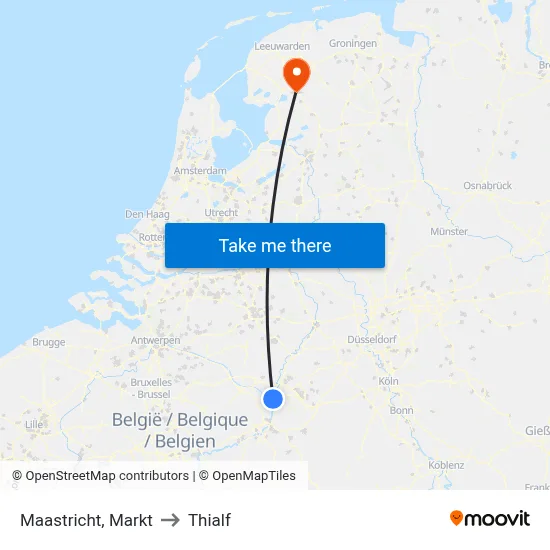 Maastricht, Markt to Thialf map
