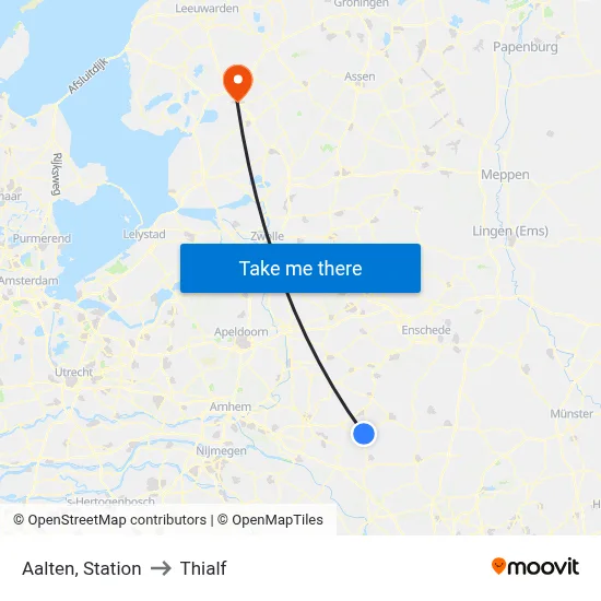 Aalten, Station to Thialf map