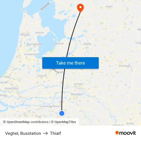 Veghel, Busstation to Thialf map