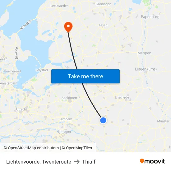 Lichtenvoorde, Twenteroute to Thialf map