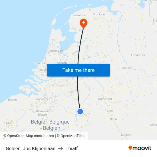 Geleen, Jos Klijnenlaan to Thialf map
