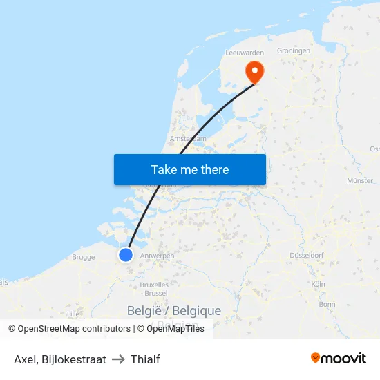 Axel, Bijlokestraat to Thialf map
