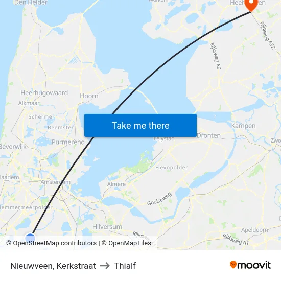 Nieuwveen, Kerkstraat to Thialf map