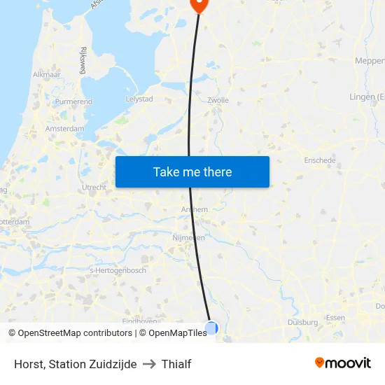Horst, Station Zuidzijde to Thialf map