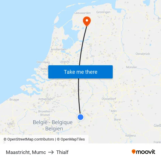 Maastricht, Mumc to Thialf map