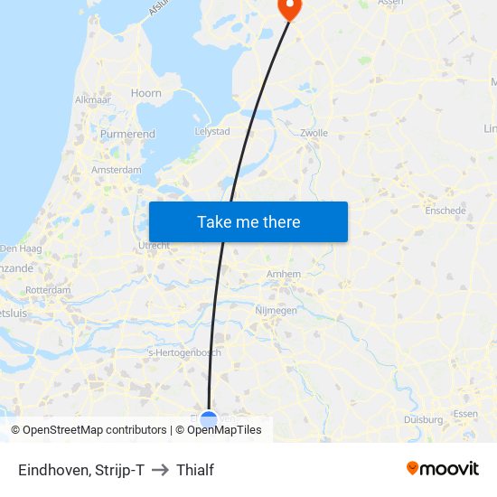 Eindhoven, Strijp-T to Thialf map