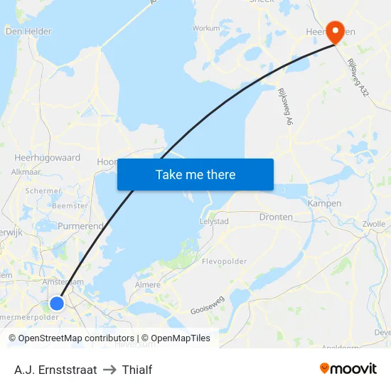 A.J. Ernststraat to Thialf map