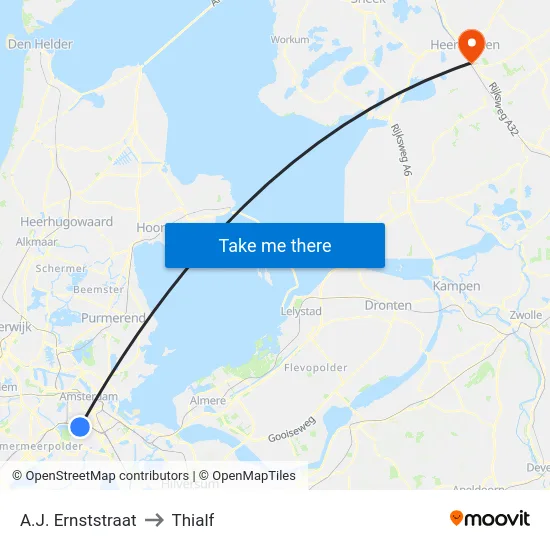 A.J. Ernststraat to Thialf map