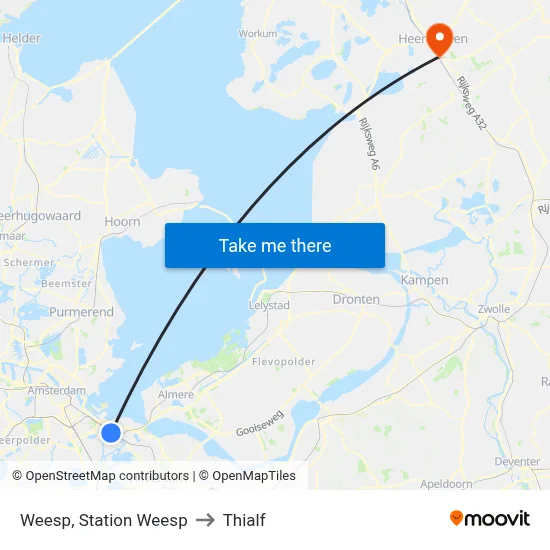 Weesp, Station Weesp to Thialf map