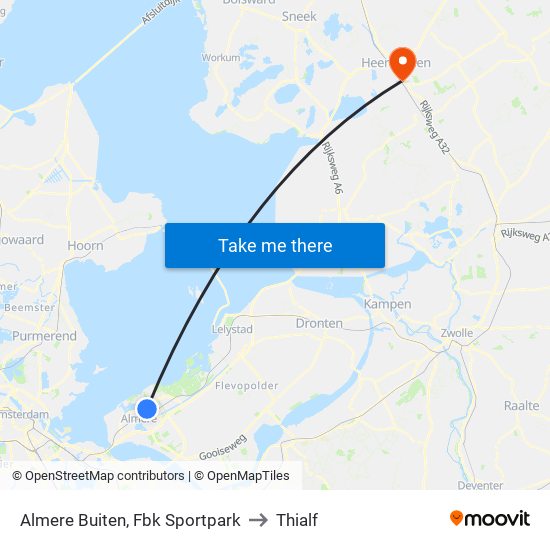 Almere Buiten, Fbk Sportpark to Thialf map