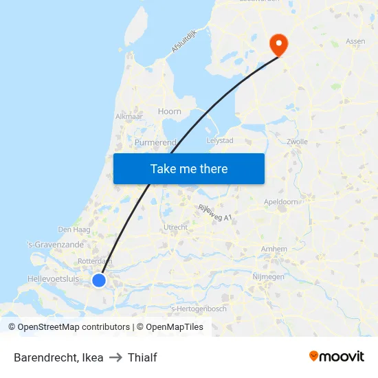 Barendrecht, Ikea to Thialf map