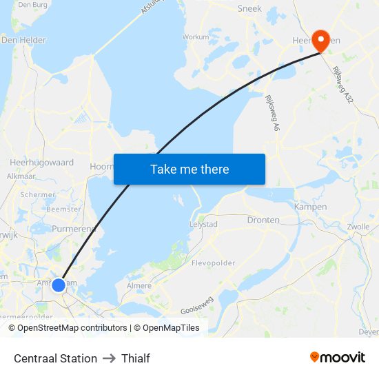 Centraal Station to Thialf map