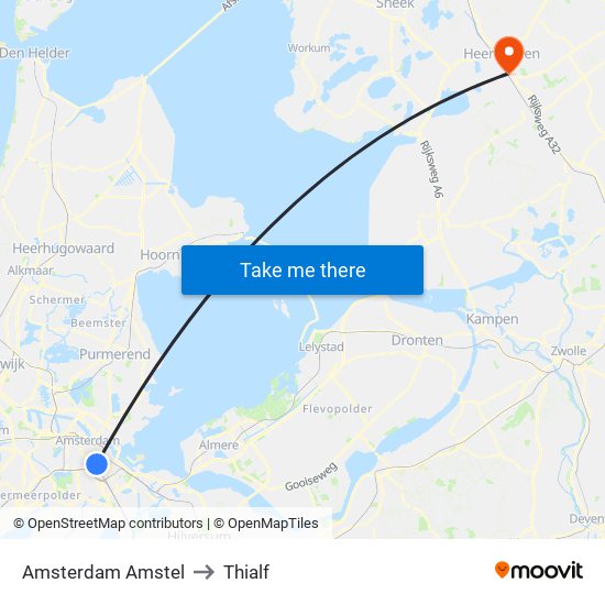 Amsterdam Amstel to Thialf map