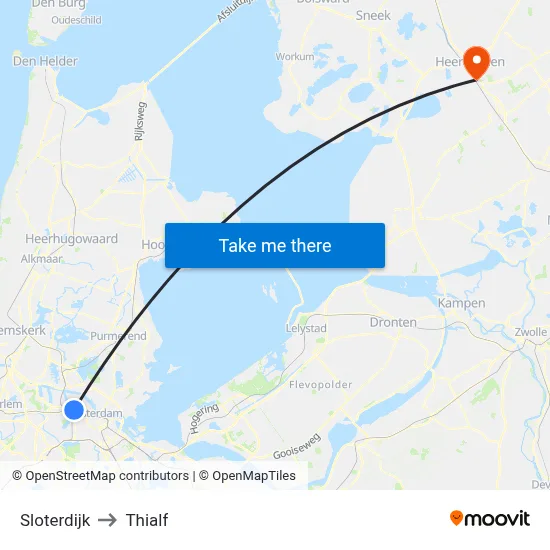 Sloterdijk to Thialf map