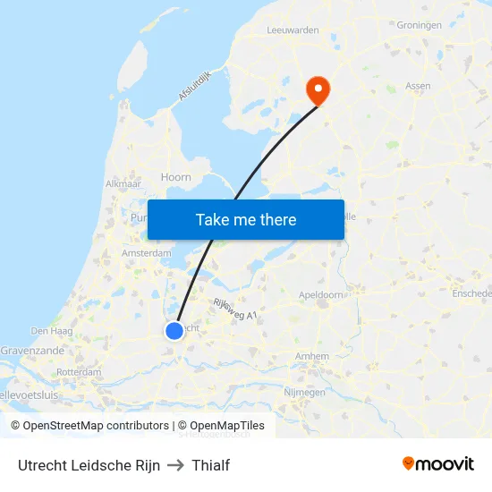 Utrecht Leidsche Rijn to Thialf map