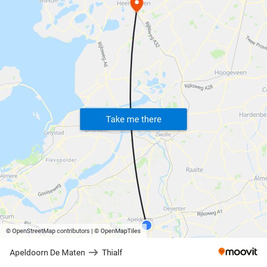 Apeldoorn De Maten to Thialf map