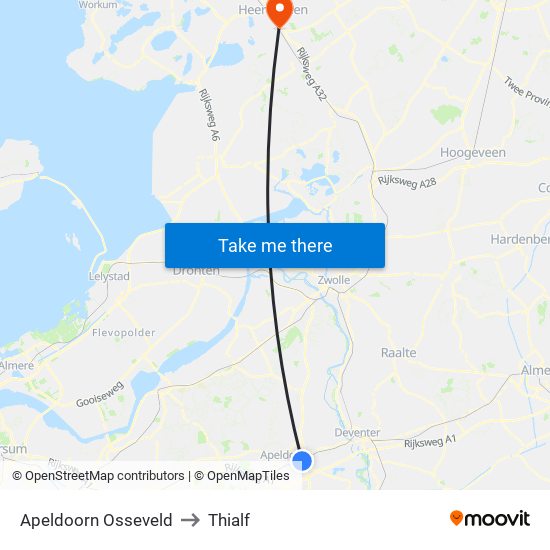 Apeldoorn Osseveld to Thialf map