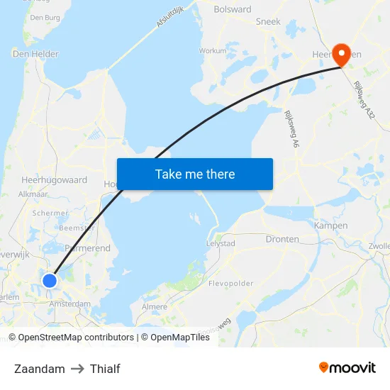 Zaandam to Thialf map
