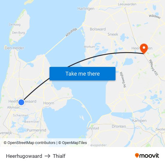 Heerhugowaard to Thialf map