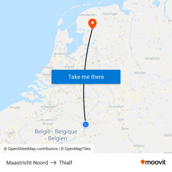 Maastricht Noord to Thialf map