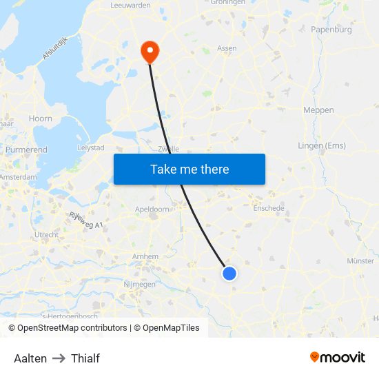Aalten to Thialf map