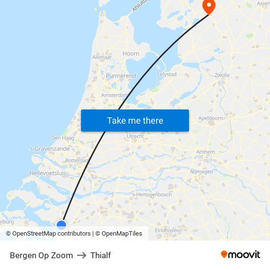 Bergen Op Zoom to Thialf map