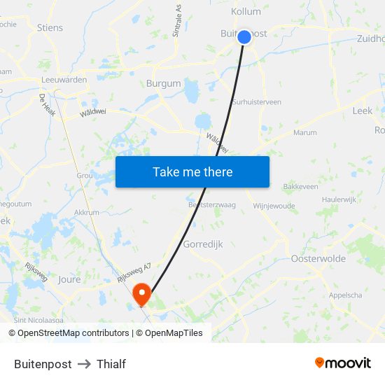 Buitenpost to Thialf map