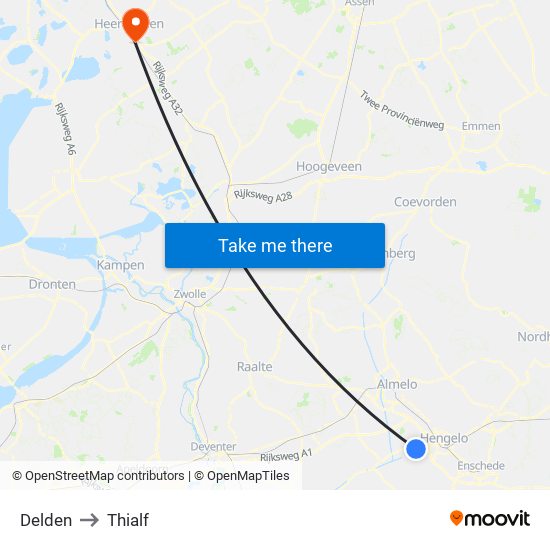 Delden to Thialf map