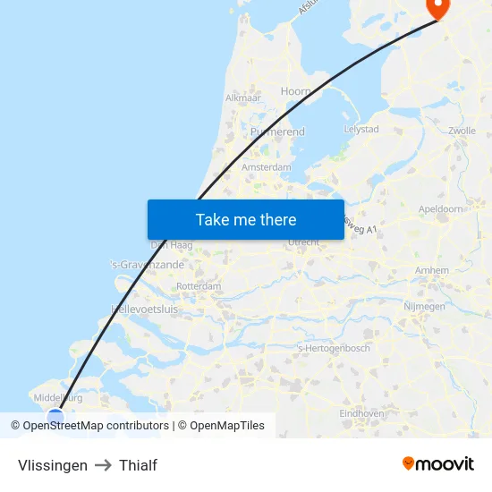 Vlissingen to Thialf map