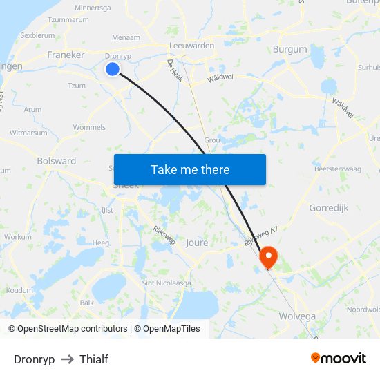 Dronryp to Thialf map