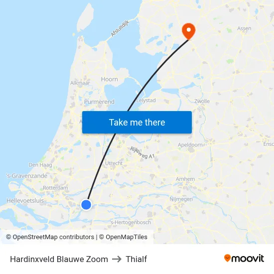 Hardinxveld Blauwe Zoom to Thialf map