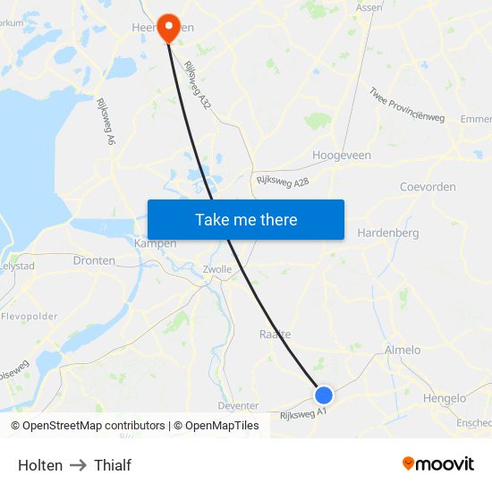 Holten to Thialf map