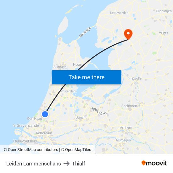 Leiden Lammenschans to Thialf map