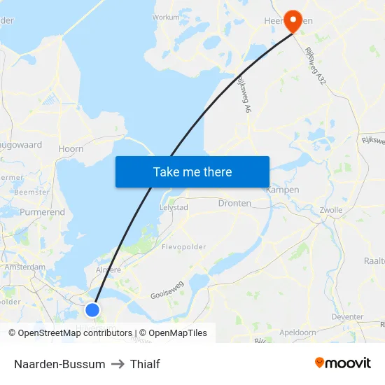 Naarden-Bussum to Thialf map