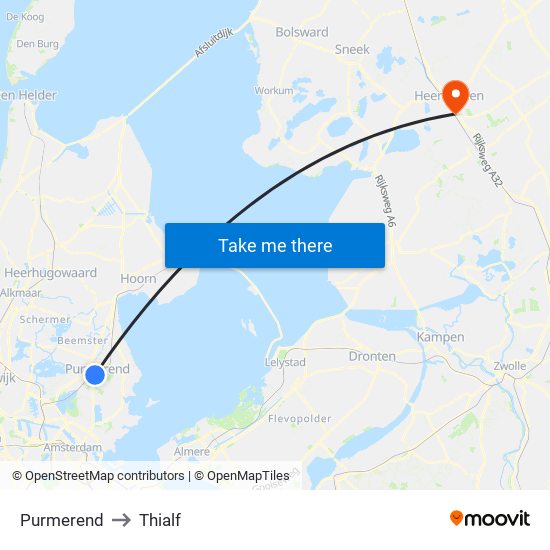 Purmerend to Thialf map