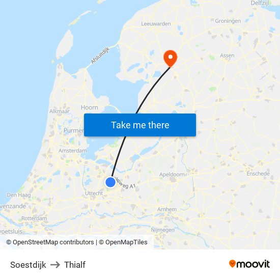 Soestdijk to Thialf map