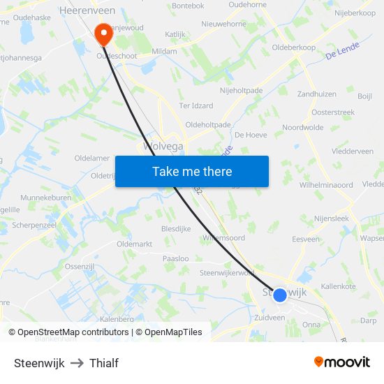 Steenwijk to Thialf map