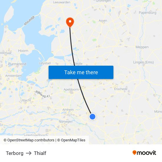 Terborg to Thialf map