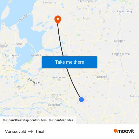 Varsseveld to Thialf map