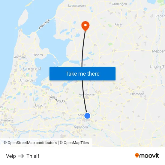 Velp to Thialf map