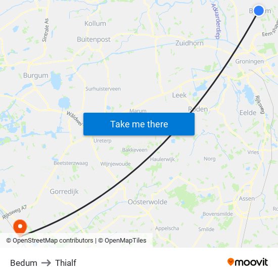 Bedum to Thialf map