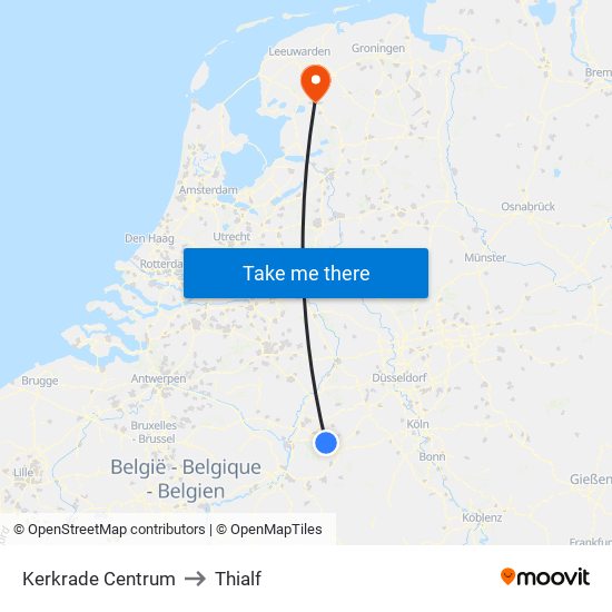 Kerkrade Centrum to Thialf map