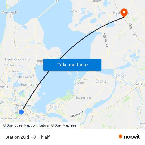 Station Zuid to Thialf map