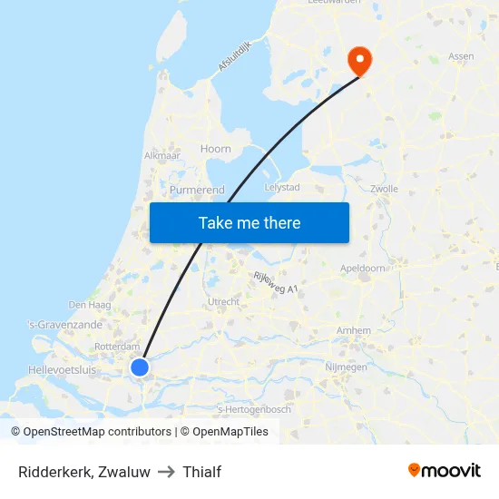 Ridderkerk, Zwaluw to Thialf map